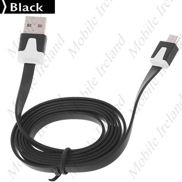 Micro USB Flat Charging Cable 1m - Black
